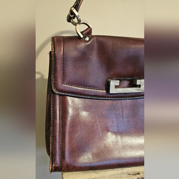 Vintage 1970s Luti Firenze Brown Leather Handbag Purse Satchel - Picture 2 of 11